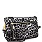 3-Compartment Tassel Accent Leopard Print Cross Body