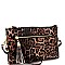 3-Compartment Tassel Accent Leopard Print Cross Body