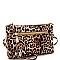3-Compartment Tassel Accent Leopard Print Cross Body