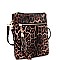 3-Compartment Tassel Accent Leopard Print Cross Body