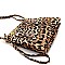 3-Compartment Tassel Accent Leopard Print Cross Body