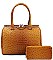 STYLISH CROCO PATTERN STRUCTURED DOCTOR BAG WITH MATCHING WALLET