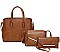 3IN1 FASHION PLAIN SMOOTH STYLE TOTE BAG WITH CROSSBODY AND CLUTCH SET