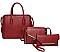 3IN1 FASHION PLAIN SMOOTH STYLE TOTE BAG WITH CROSSBODY AND CLUTCH SET