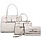 3 IN 1 RIBBON ACCENT SATCHEL BAGS AND CLUTCH SET