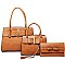 3 IN 1 RIBBON ACCENT SATCHEL BAGS AND CLUTCH SET