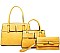3 IN 1 RIBBON ACCENT SATCHEL BAGS AND CLUTCH SET