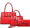 3 IN 1 RIBBON ACCENT SATCHEL BAGS AND CLUTCH SET