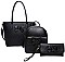 3IN1 FASHION BOW TIE SMOOTH TEXTURED SHOPPER BAG WITH BACKPACK AND CLUTCH SET