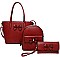 3IN1 FASHION BOW TIE SMOOTH TEXTURED SHOPPER BAG WITH BACKPACK AND CLUTCH SET