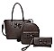 3IN1 FASHION BOW TIE SMOOTH TEXTURED SHOPPER BAG WITH BACKPACK AND CLUTCH SET