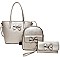 3IN1 FASHION BOW TIE SMOOTH TEXTURED SHOPPER BAG WITH BACKPACK AND CLUTCH SET