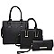 3IN1 SMOOTH TEXTURED SIDES STITCHING DESIGN TOTE BAG WITH MATCHING BAG AND CLUTCH SET