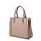 3IN1 SMOOTH TEXTURED SIDES STITCHING DESIGN TOTE BAG WITH MATCHING BAG AND CLUTCH SET