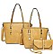 3 IN 1 TRENDY SMOOTH LEATHER DESIGN TOTE BAG SET