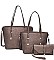 3 IN 1 TRENDY SMOOTH LEATHER DESIGN TOTE BAG SET