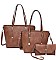 3 IN 1 TRENDY SMOOTH LEATHER DESIGN TOTE BAG SET