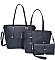 3 IN 1 TRENDY SMOOTH LEATHER DESIGN TOTE BAG SET