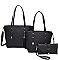 3 IN 1 TRENDY SMOOTH LEATHER DESIGN TOTE BAG SET