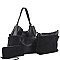 3IN1 MODERN TWO TONE DESIGN HOBO BAG WITH MINI BAG AND WALLET SET