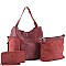 3IN1 MODERN TWO TONE DESIGN HOBO BAG WITH MINI BAG AND WALLET SET