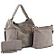 3IN1 MODERN TWO TONE DESIGN HOBO BAG WITH MINI BAG AND WALLET SET