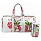 Glossy Flower Printed 2-in-1 Duffel & Makeup Pouch Set
