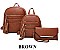 3 in 1 Stylish Tri-Zip Accent Back Pack Clutch Set