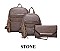 3 in 1 Stylish Tri-Zip Accent Back Pack Clutch Set