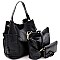 Crocodile Print Whipstitched Side Pocket 3 in 1 Hobo Wallet SET