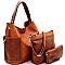 Crocodile Print Whipstitched Side Pocket 3 in 1 Hobo Wallet SET