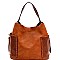 Crocodile Print Whipstitched Side Pocket 3 in 1 Hobo Wallet SET