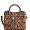 Medium 2-Way Snake Print Metal Handle Satchel