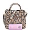 Medium 2-Way Snake Print Metal Handle Satchel