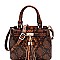 SNAKE PRINT TASSEL ACCENT SATCHEL