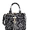 SNAKE PRINT TASSEL ACCENT SATCHEL