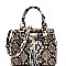 SNAKE PRINT TASSEL ACCENT SATCHEL