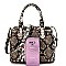 SNAKE PRINT TASSEL ACCENT SATCHEL