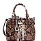 SNAKE PRINT TASSEL ACCENT SATCHEL