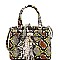 SNAKE PRINT TASSEL ACCENT SATCHEL