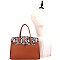 Large Snake Print Padlock Accent Tote Wallet SET