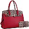 Large Leopard Print Padlock Accent Tote Wallet SET