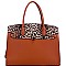 Large Leopard Print Padlock Accent Tote Wallet SET