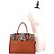 Large Leopard Print Padlock Accent Tote Wallet SET