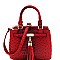 MEDIUM TASSEL ACCENT OSTRICH PRINT SATCHEL