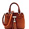 MEDIUM TASSEL ACCENT OSTRICH PRINT SATCHEL