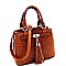 MEDIUM TASSEL ACCENT OSTRICH PRINT SATCHEL