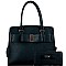 Structured Bow Accent Satchel Wallet SET