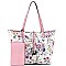 3 in 1 Flower Butterfly Print Scalloped Edge Tote Value SET