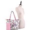 3 in 1 Flower Butterfly Print Scalloped Edge Tote Value SET